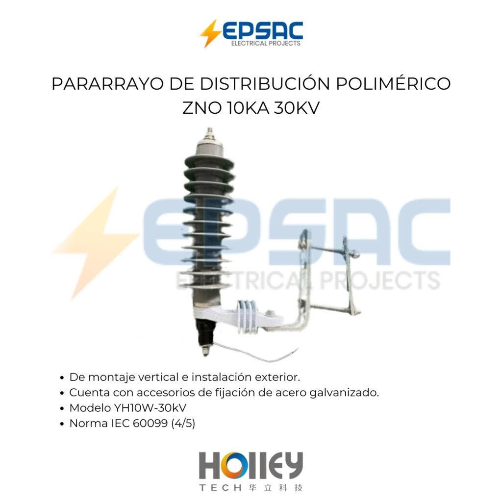 Pararrayo de Distribución Polimérico de ZnO 30kV 10kA - Electrical ...